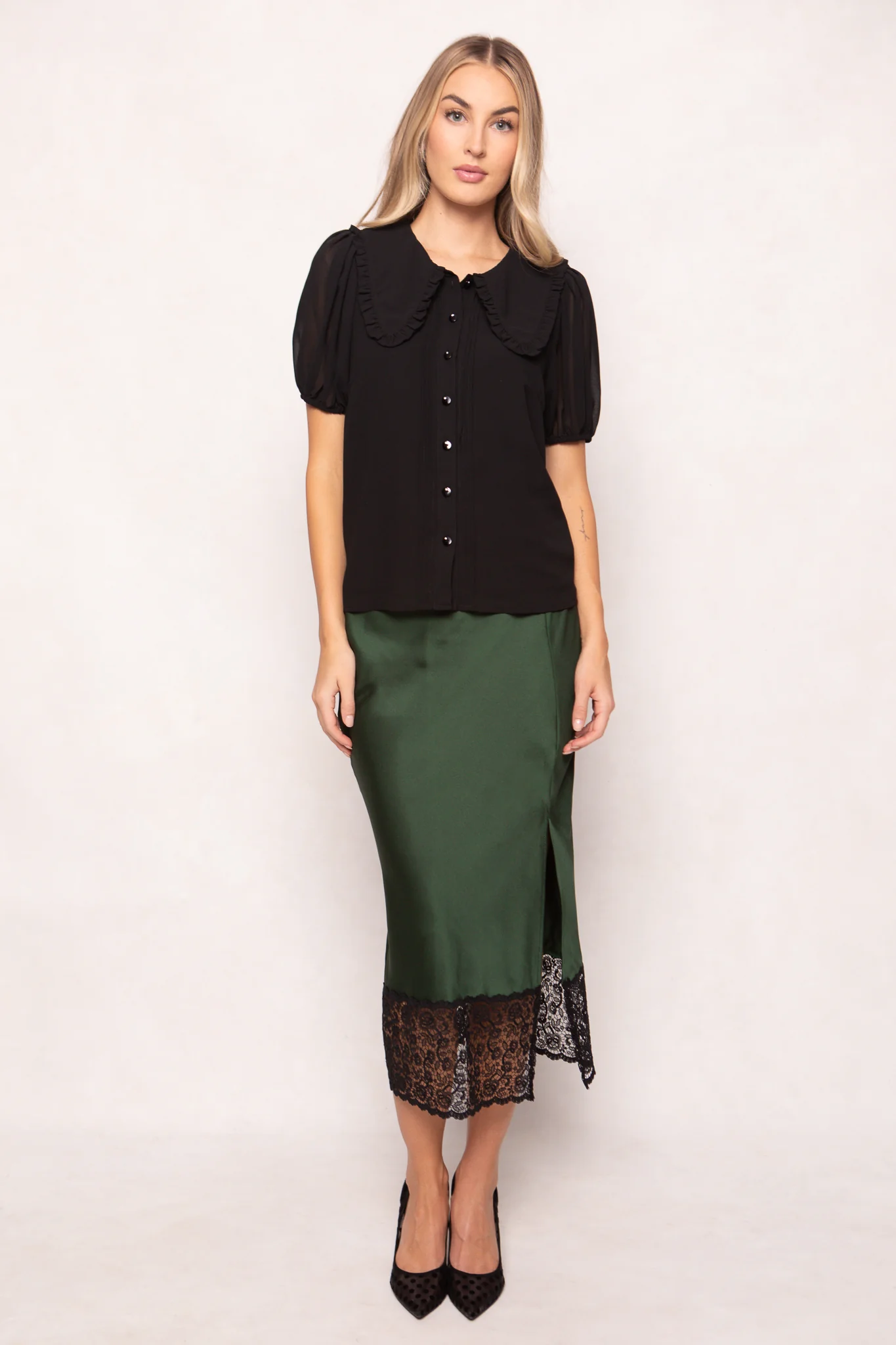 Andrea Blouse in Black Chiffon