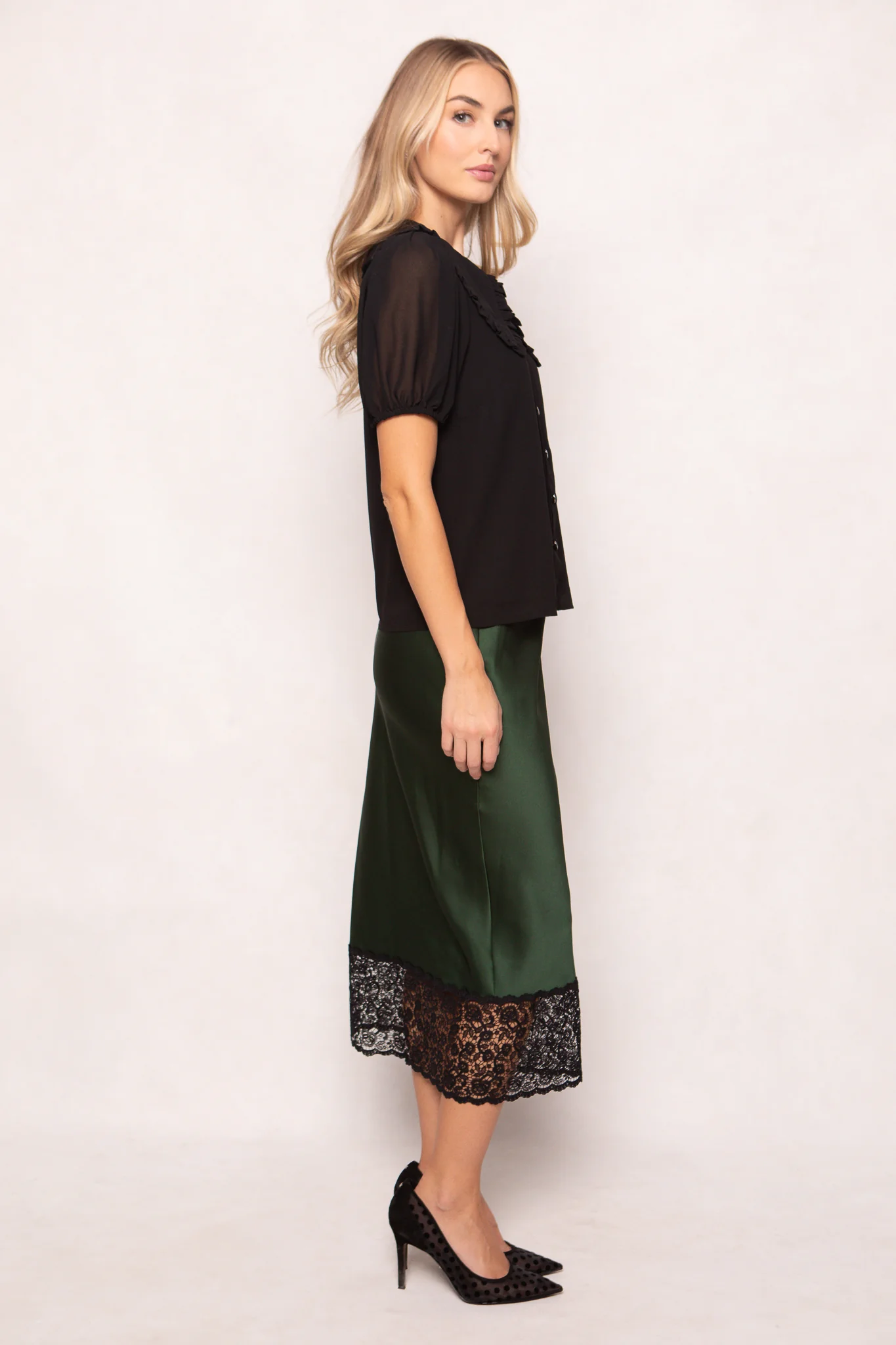 Andrea Blouse in Black Chiffon - Image 3