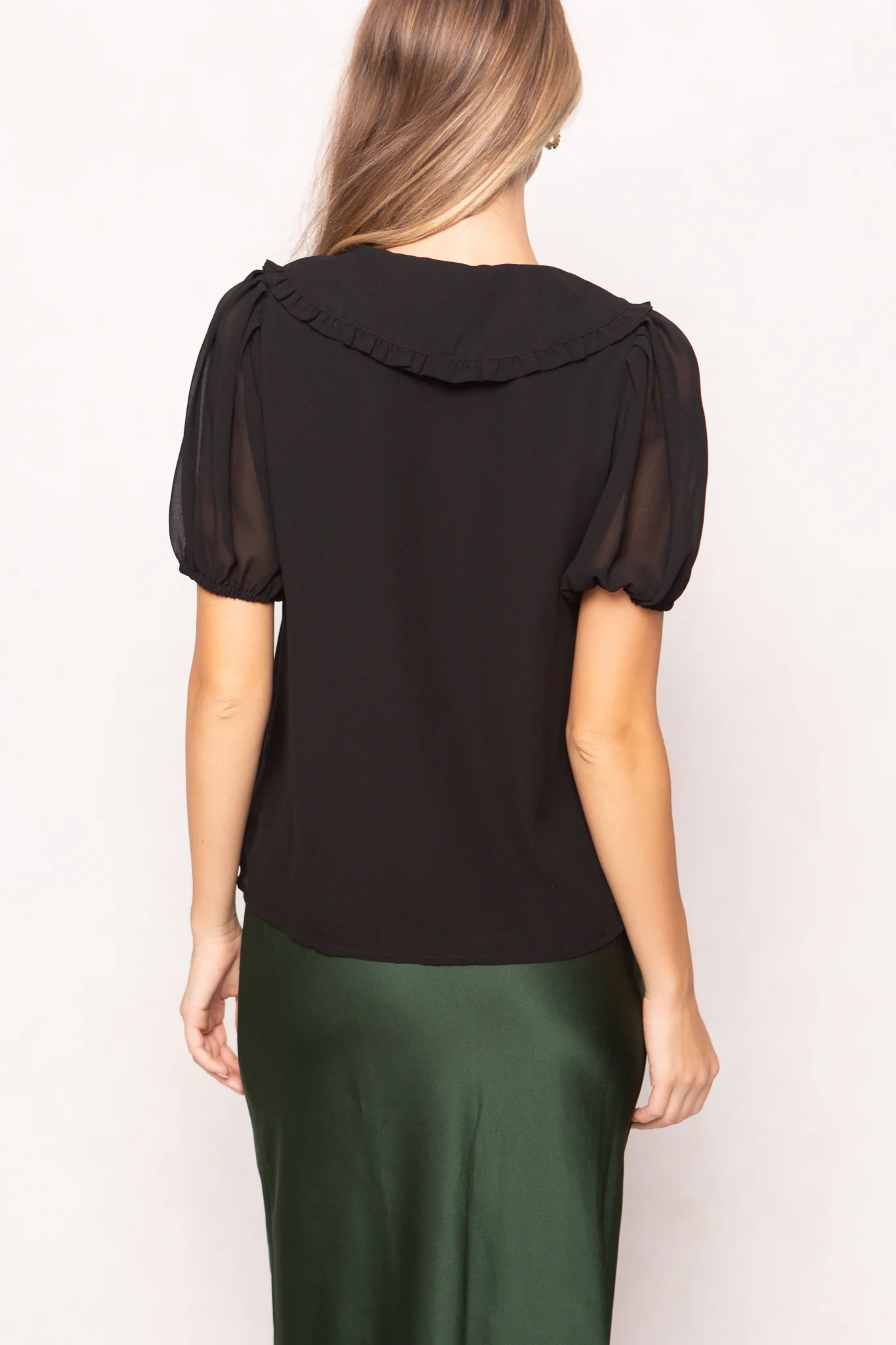 Andrea Blouse in Black Chiffon - Image 4