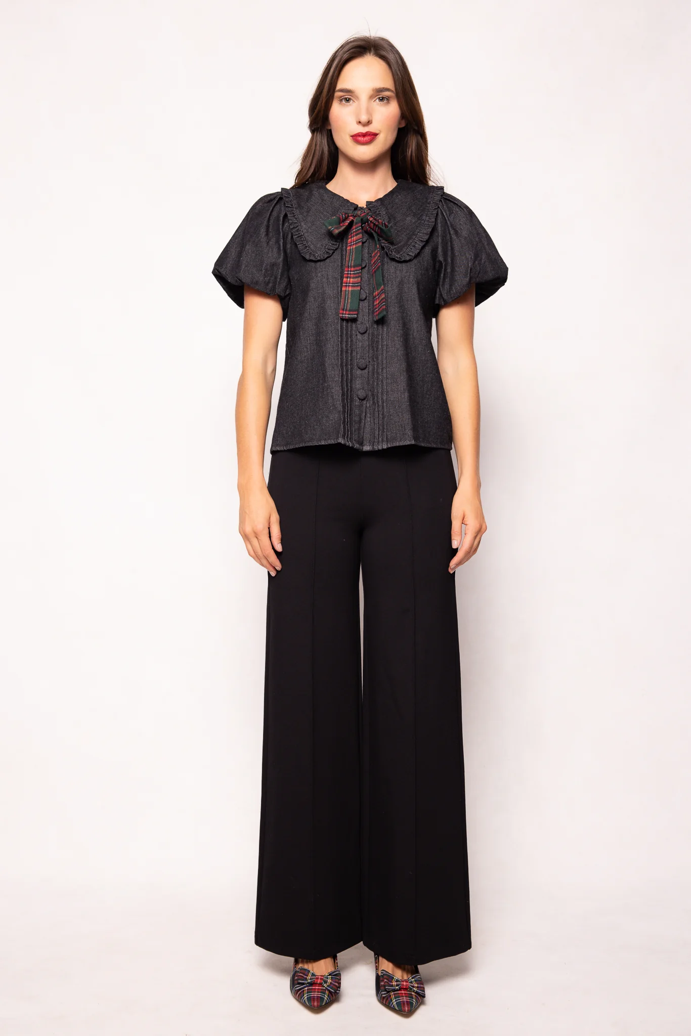 Andrea Blouse in Black Denim