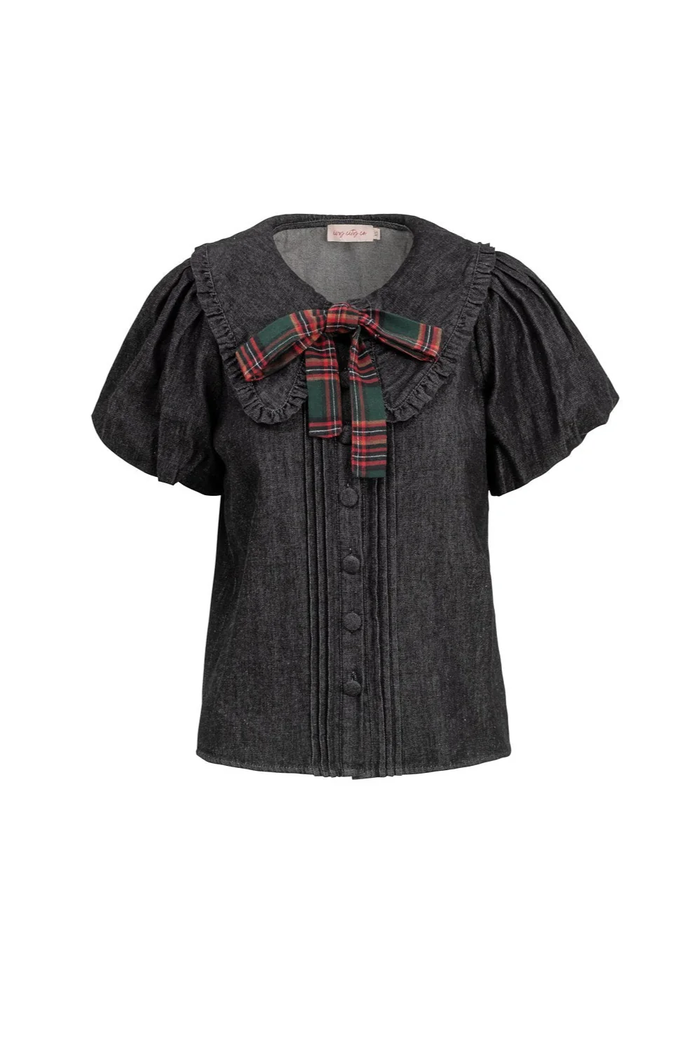 Andrea Blouse in Black Denim - Image 7
