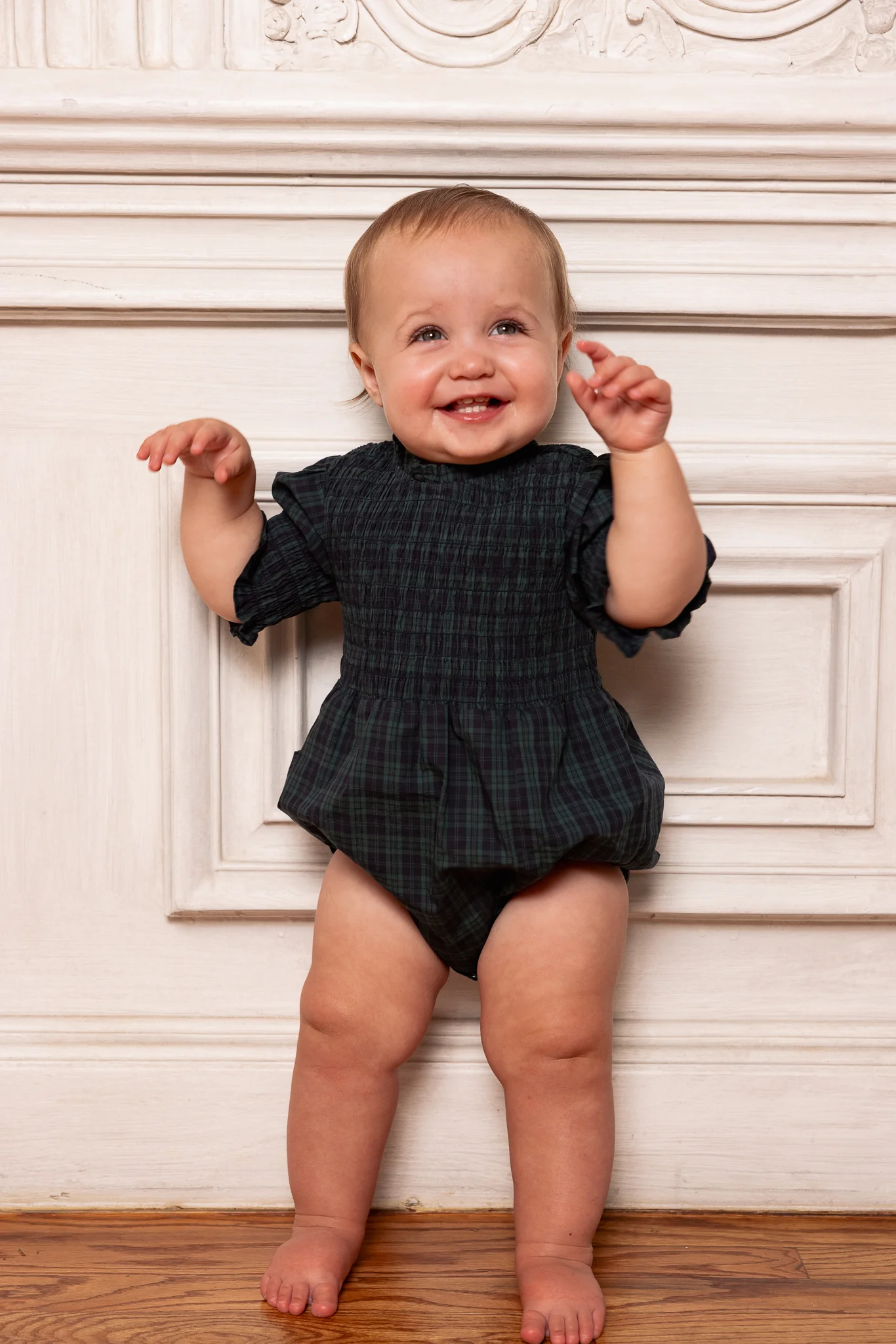 Baby Finley Romper in Twilight Pine Plaid - Image 4