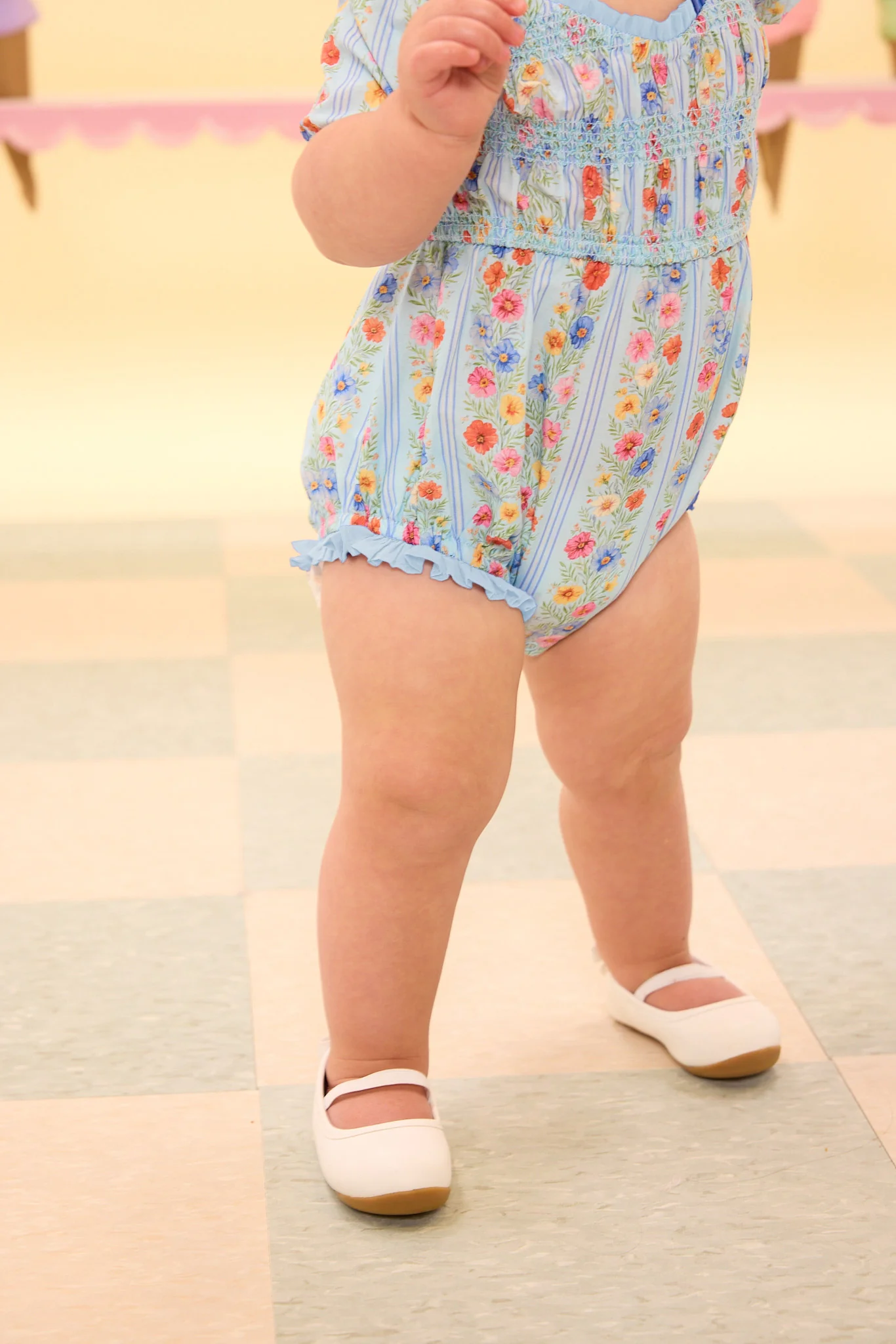 Baby Roselyn Romper in Blue Linear Floral Print - Pre Order - Image 4