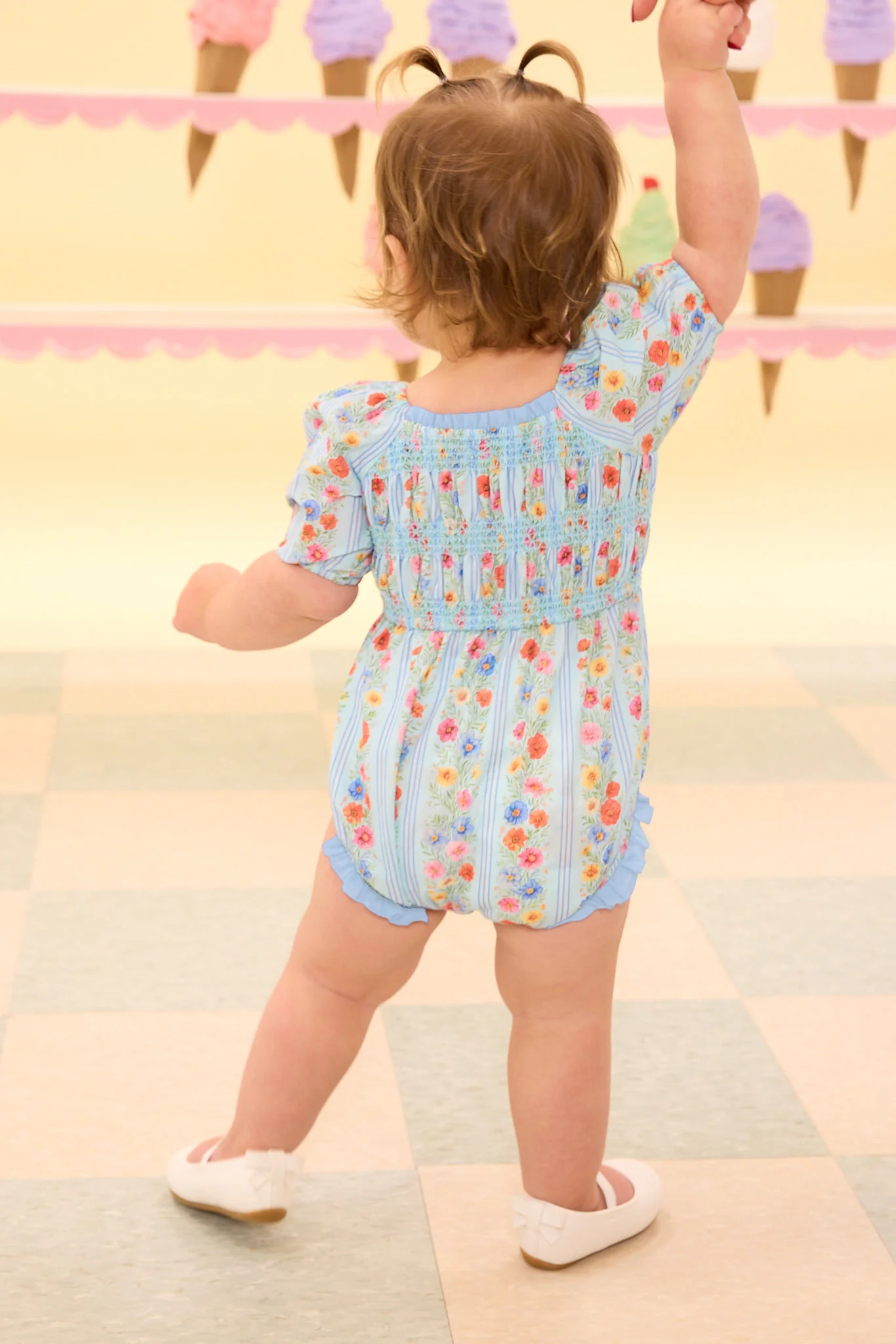 Baby Roselyn Romper in Blue Linear Floral Print - Pre Order - Image 5