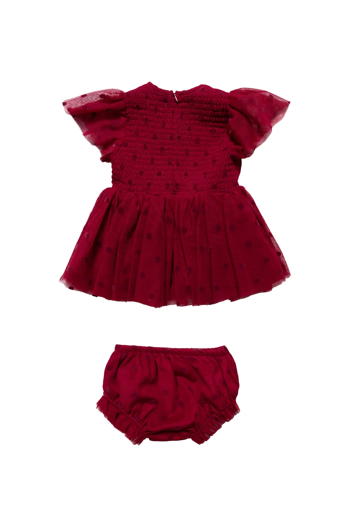 Baby Solange Dress Set in Burgundy Tulle - Image 2