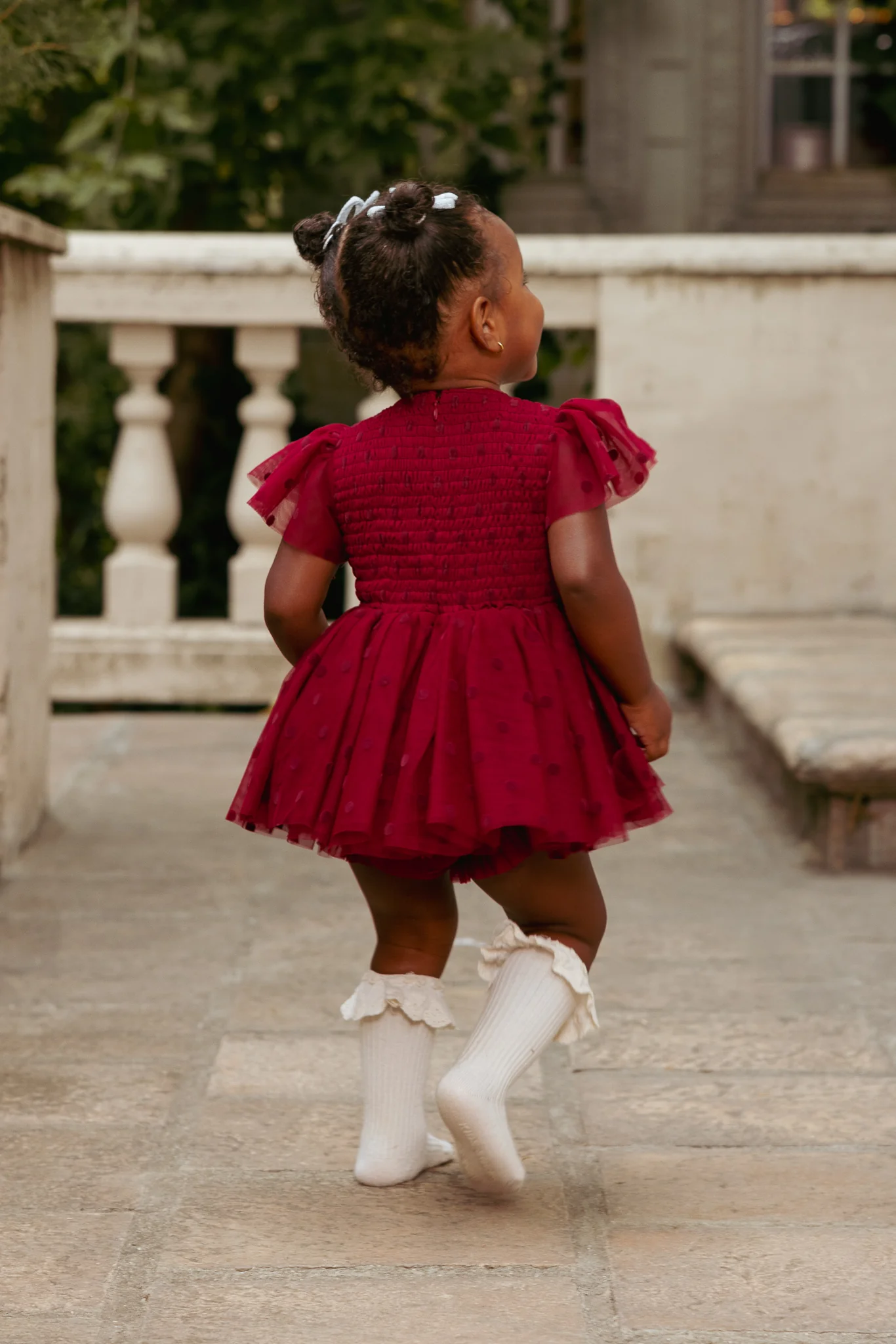 Baby Solange Dress Set in Burgundy Tulle - Image 4