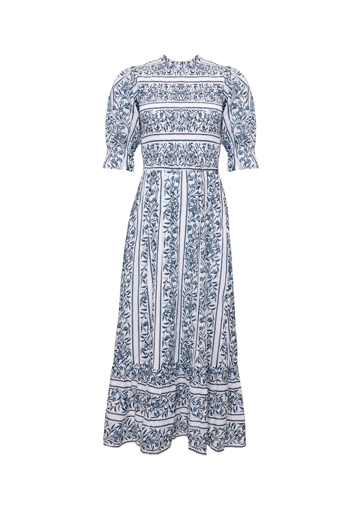 Danielle Dress in Blue Linear Print - Image 6