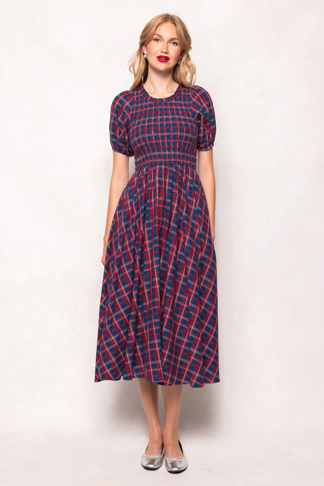 Mariah Dress in Mariner Tartan