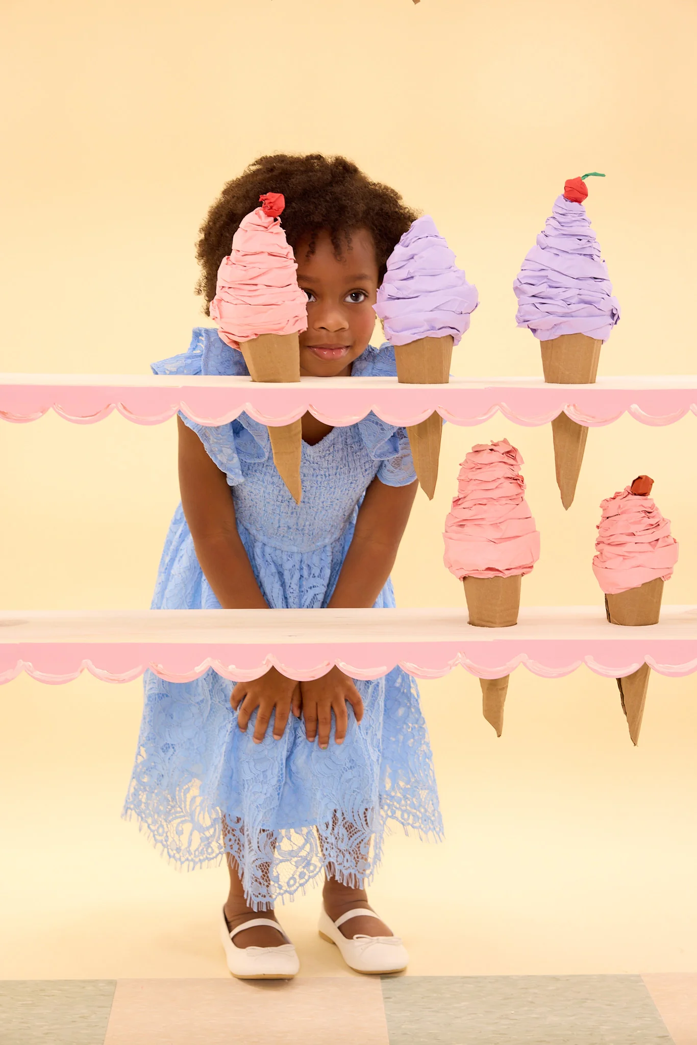 Mini Hattie Dress in Cornflower Blue Lace - Image 7