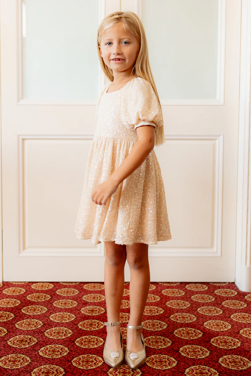 Mini Marisol Dress in Cream Sequin - Image 5
