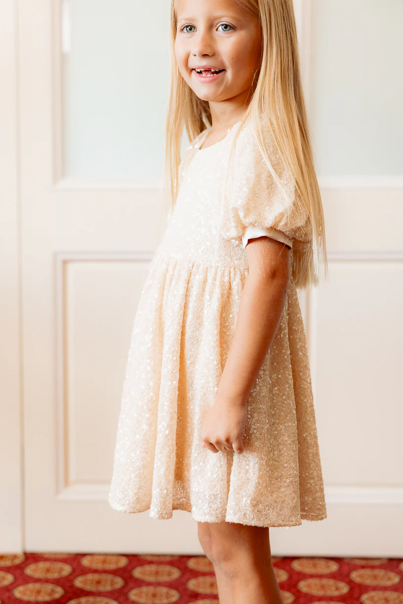 Mini Marisol Dress in Cream Sequin - Image 7