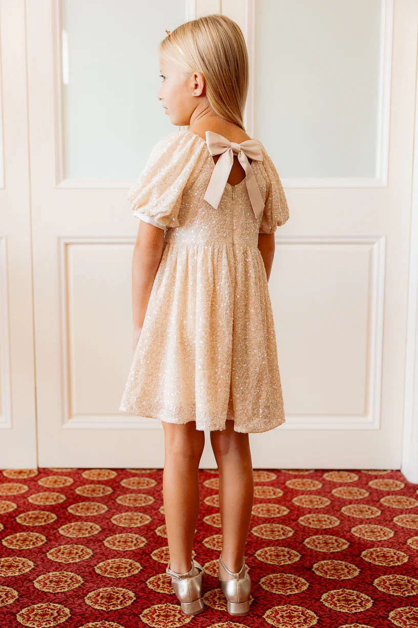 Mini Marisol Dress in Cream Sequin - Image 8