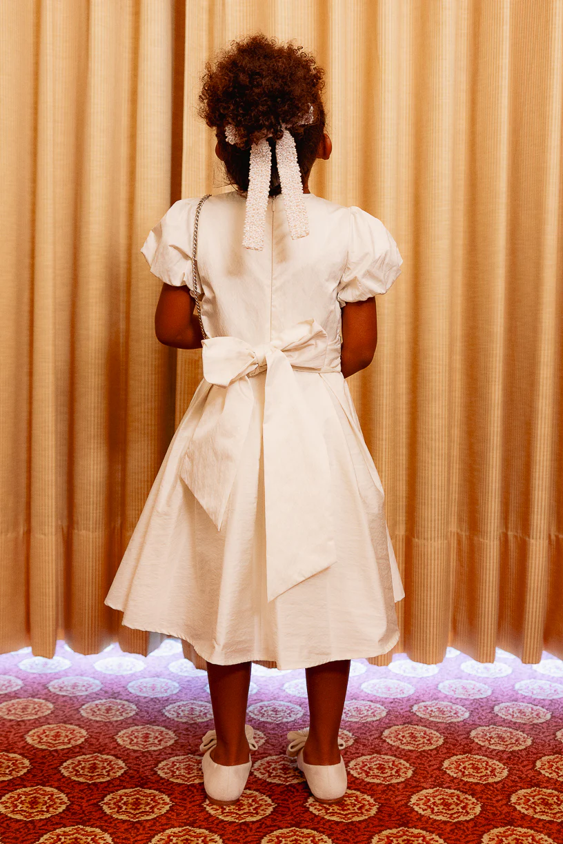 Mini Wrenley Dress in Cream Taffeta - Image 8