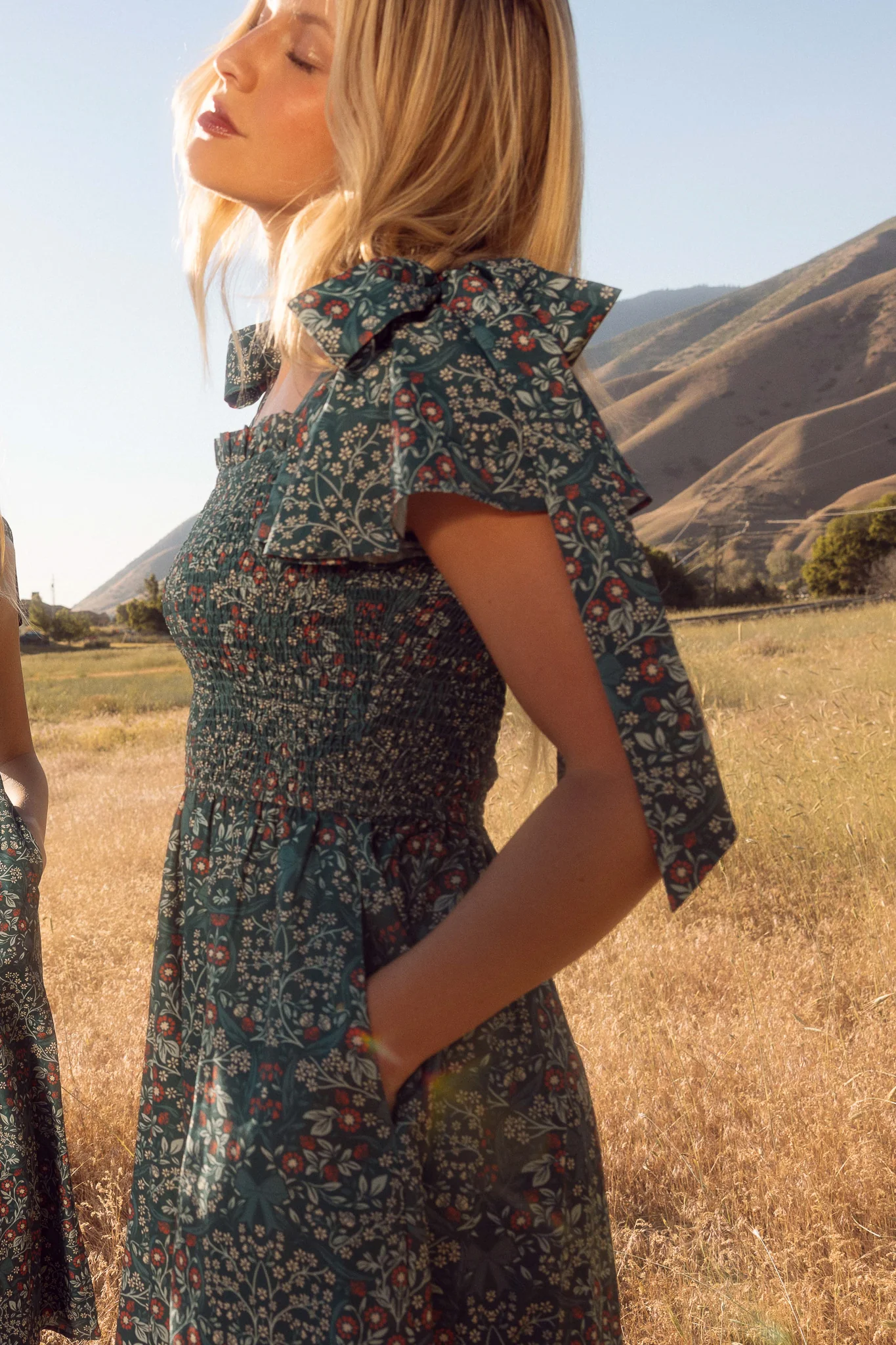 Rayna Dress in Teal Ribboned Garden - Image 4