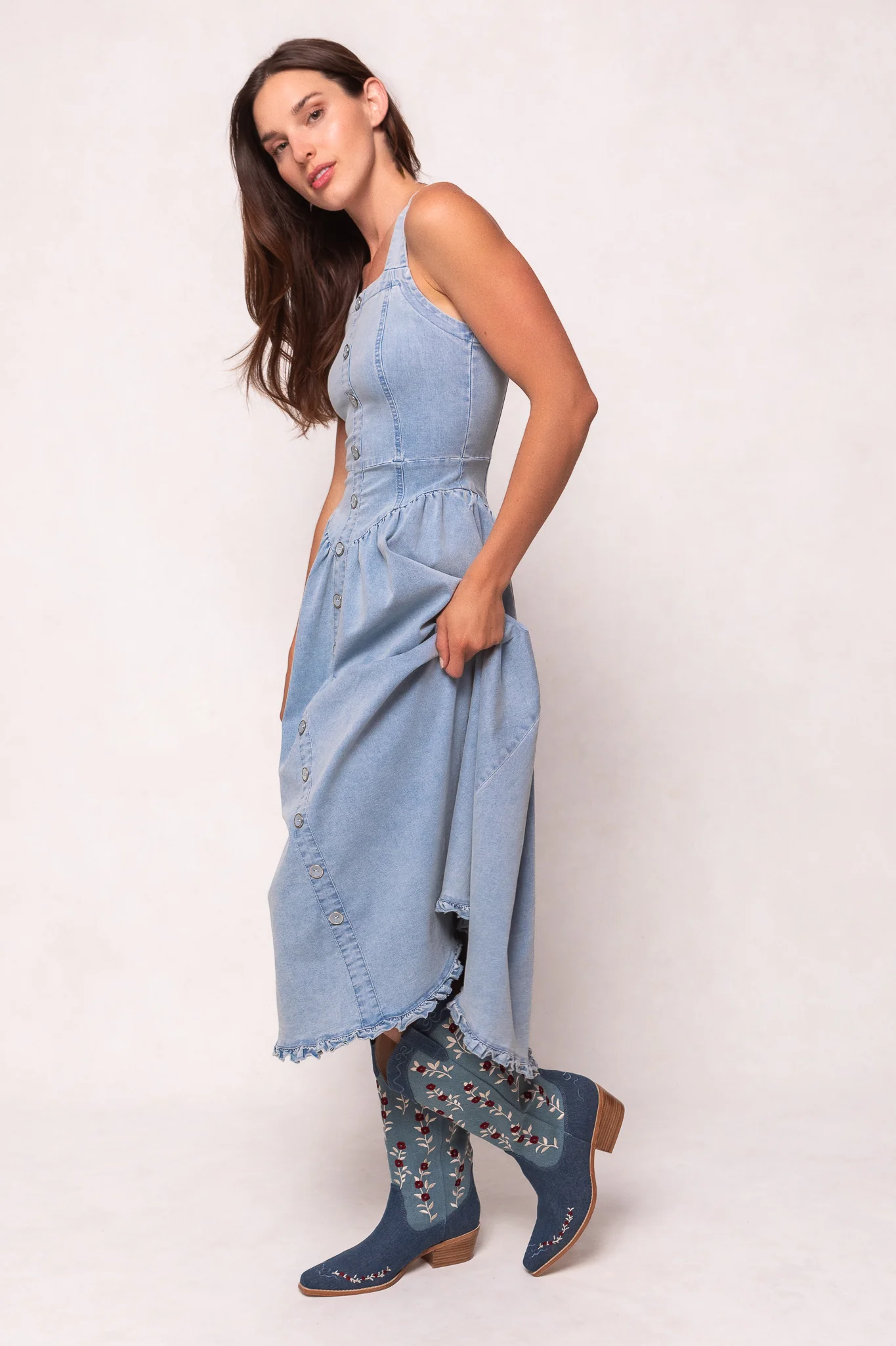 Rosemary Cowgirl Boots in Denim - Image 6