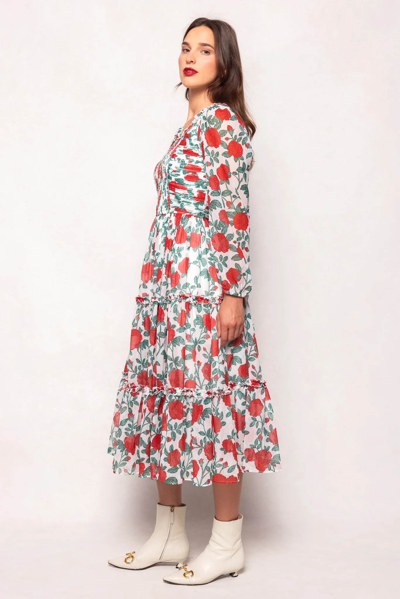 Selena Dress in Red Roses - Image 4